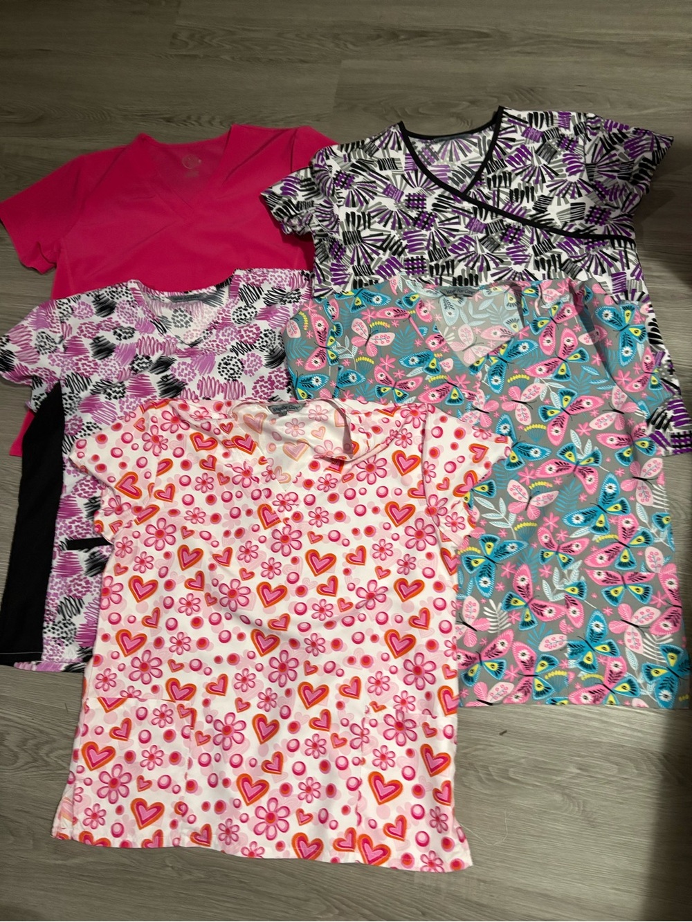 Kids Heart & Floral Print Pajama Top - Pink